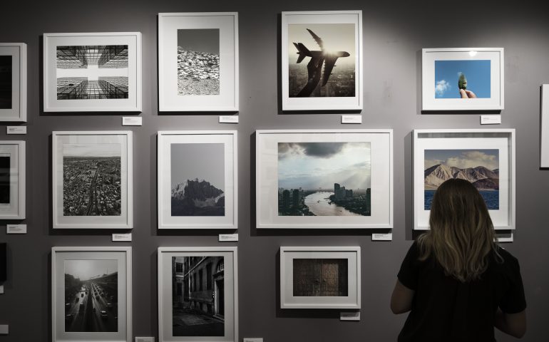 Woman in an art exhibition